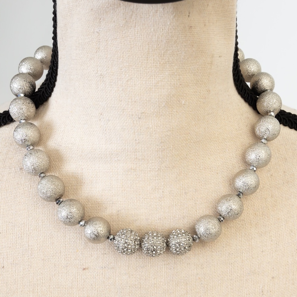 Metallic silver beaded choker necklace R.J. Graziano